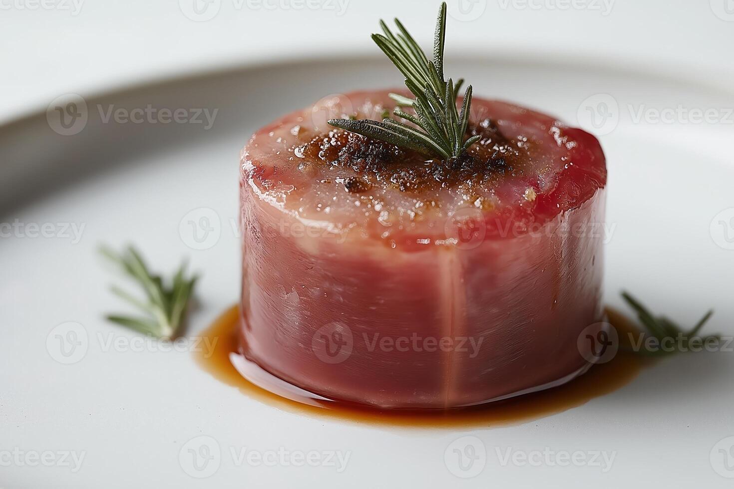 Exquisite michelin star tuna appetizer plated on white dish photo