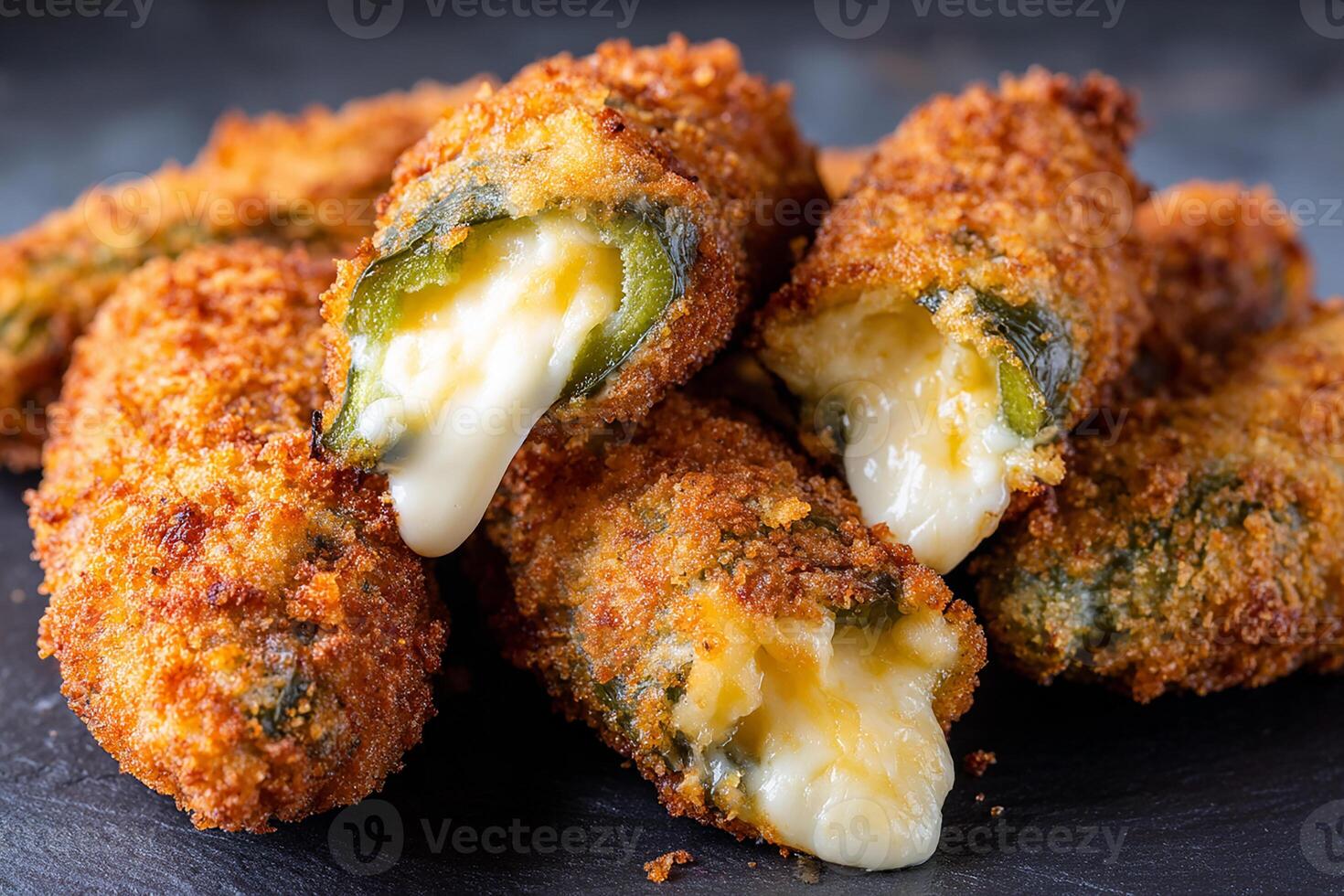 Golden Fried Jalapeno Poppers with Cheese in Studio Style Food Display photo