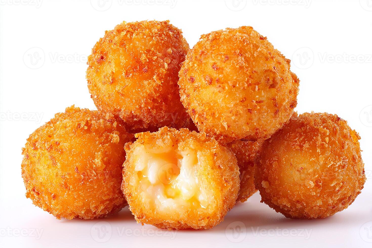 Delicious deep fried cheese balls isolated on white background perfect appetizer photo