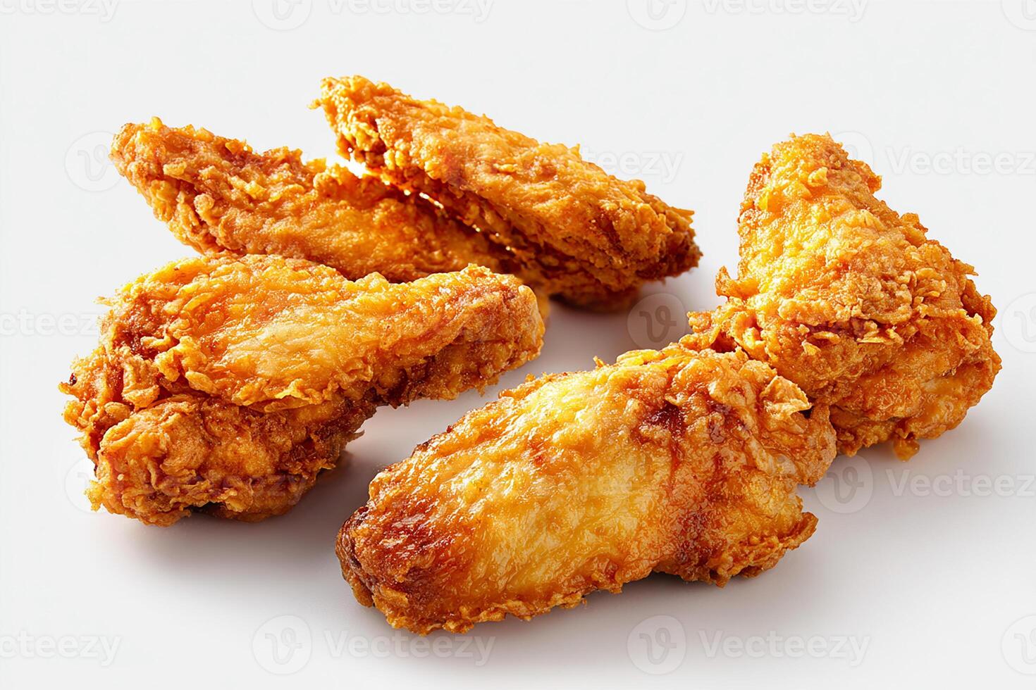 Realistic Crispy Fried Chicken Wings on Clean White Background photo