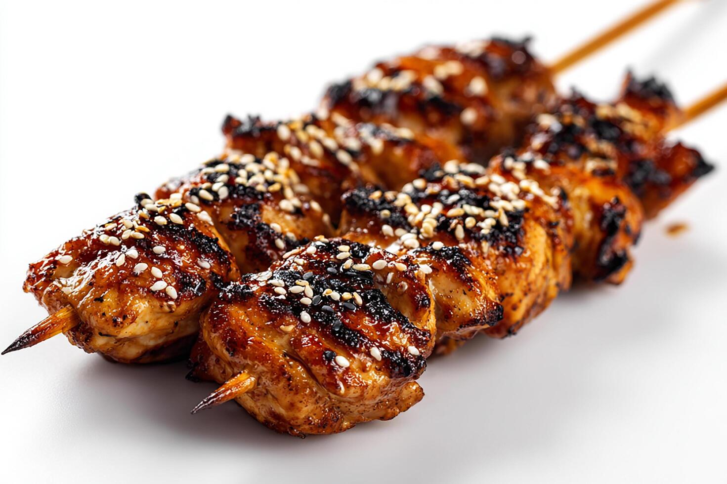 Juicy Asian Beef Satay Skewers Grilled and Served Cleanly photo