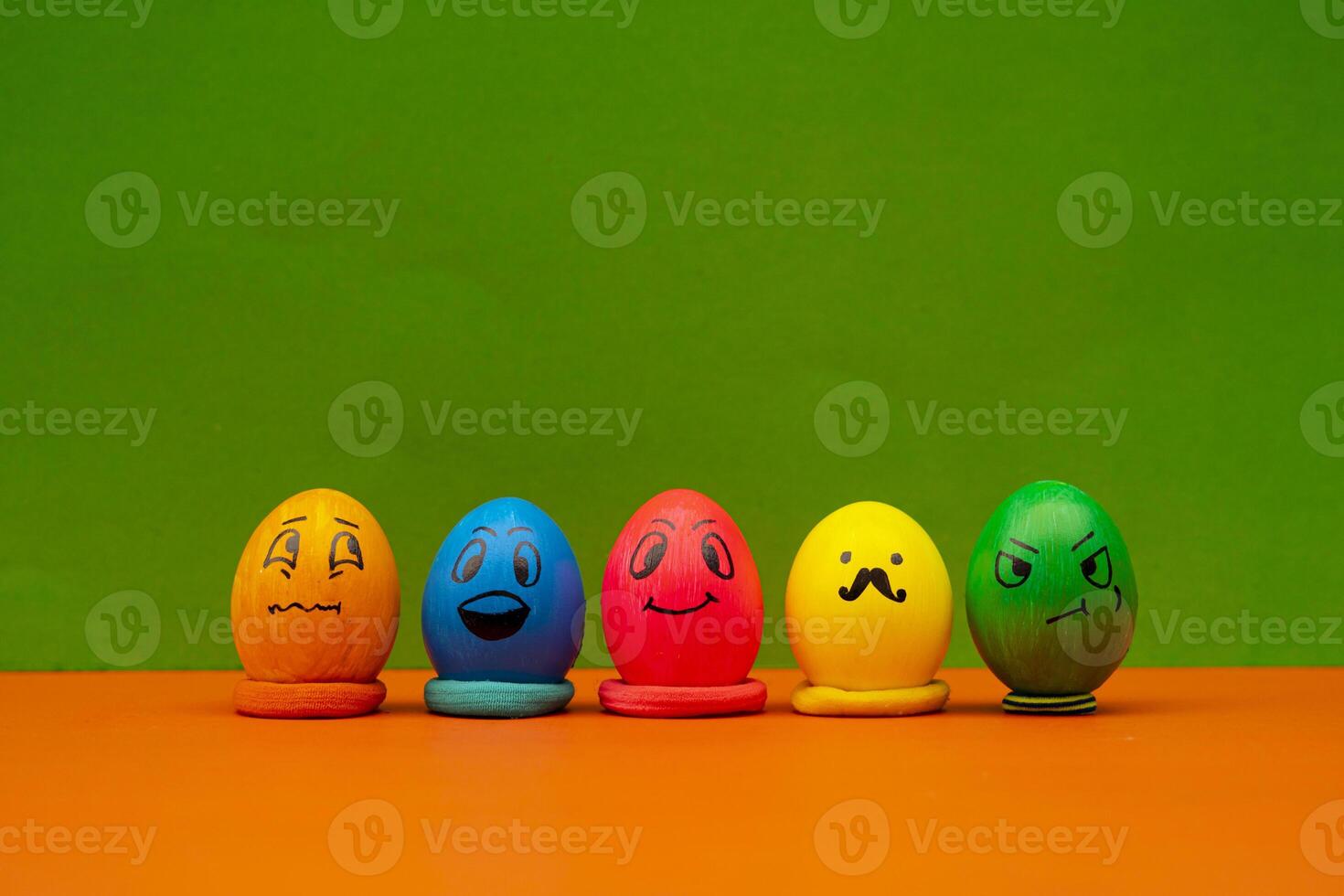 Colorful Easter Eggs Showing Happy And Funny Faces photo