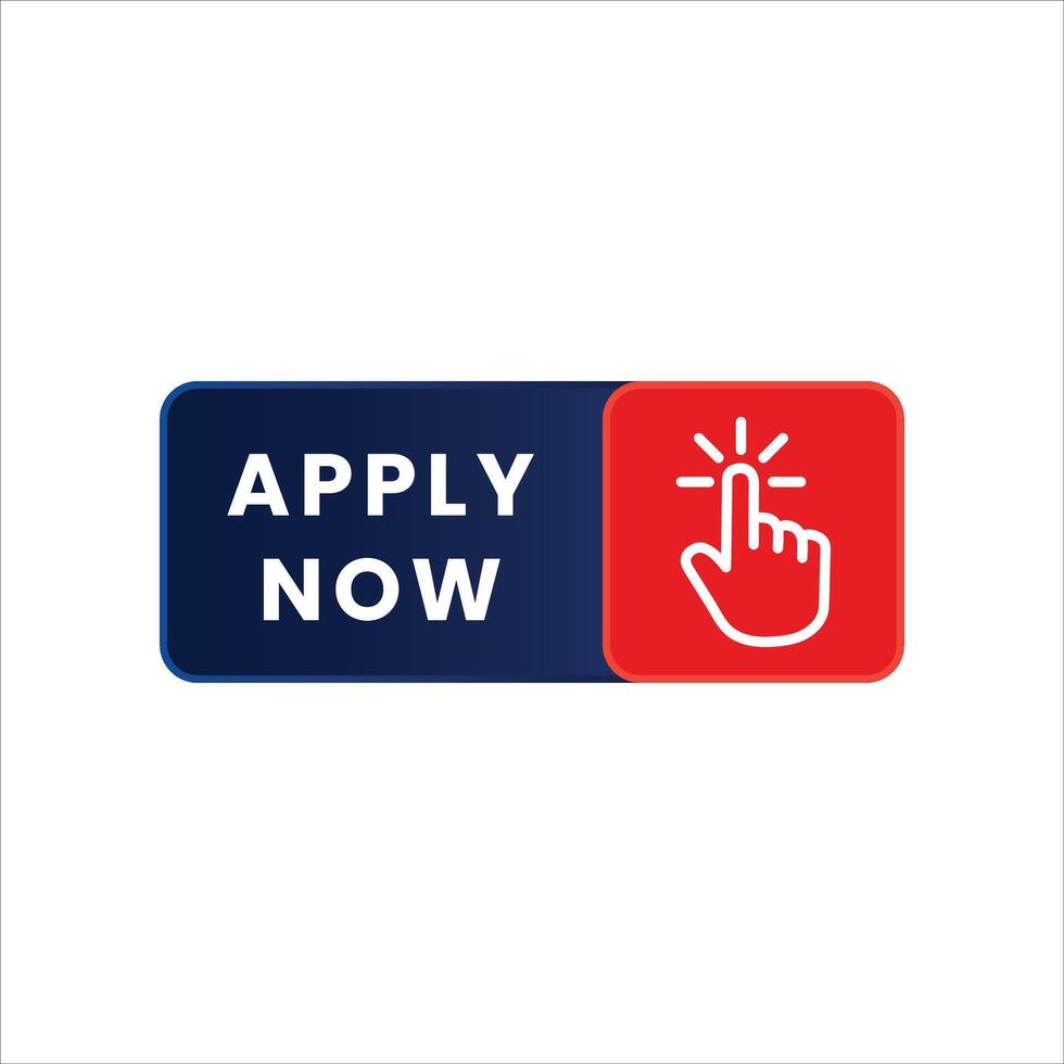 Apply now button Hand holding a blue arrow sign for business direction icon vector