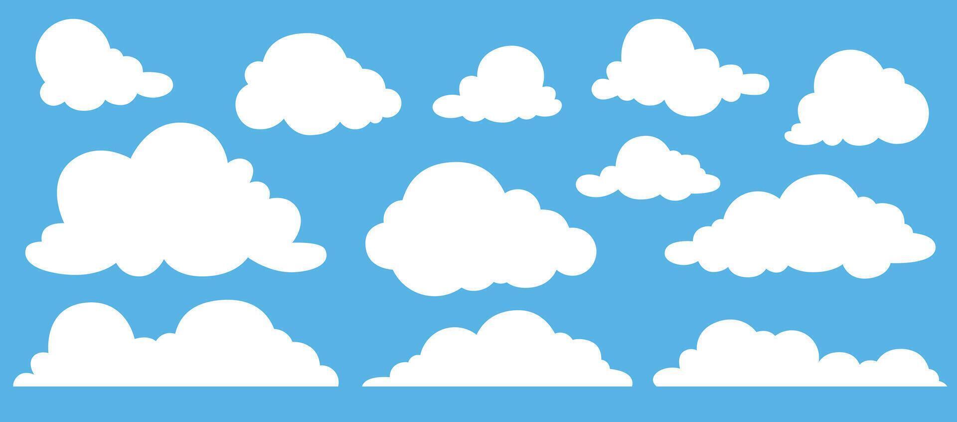 Cloud icon set in abstract and cartoon style. Flat design, soft shapes and fluffy texture. Ideal for apps, games, web design and illustrations. vector