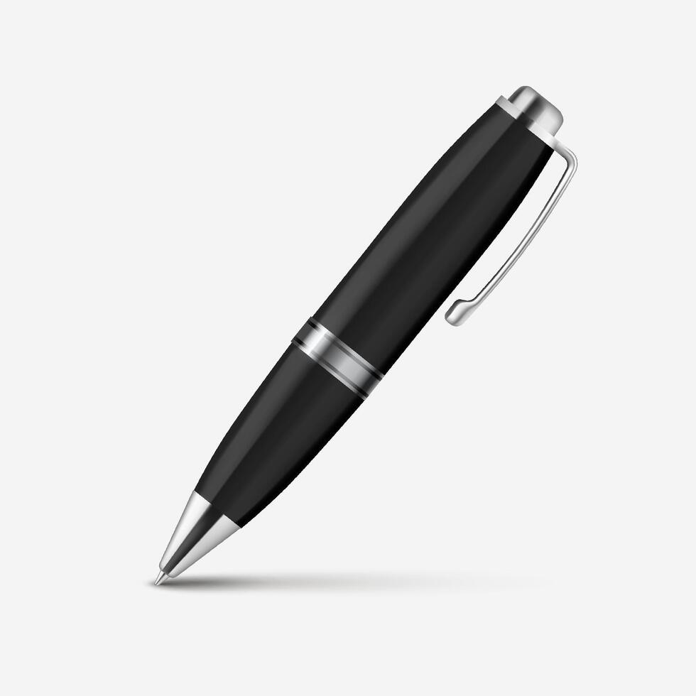 Black ballpoint pen design vector
