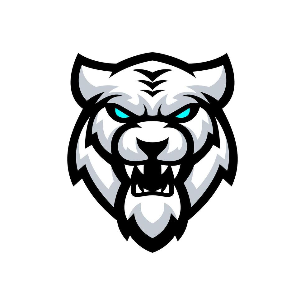 Fierce white tiger logo design vector