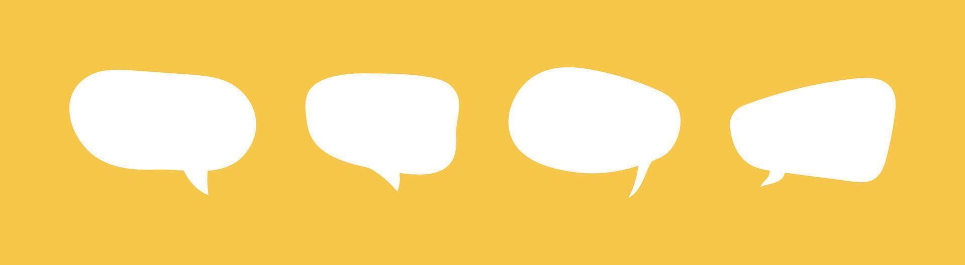 Set of speech bubbles for text. Chatting simple symbol. Message balloons, stickers, social media chat box. Doodle style forms. Information, idea, speak sign, quote, dialogue frames. vector