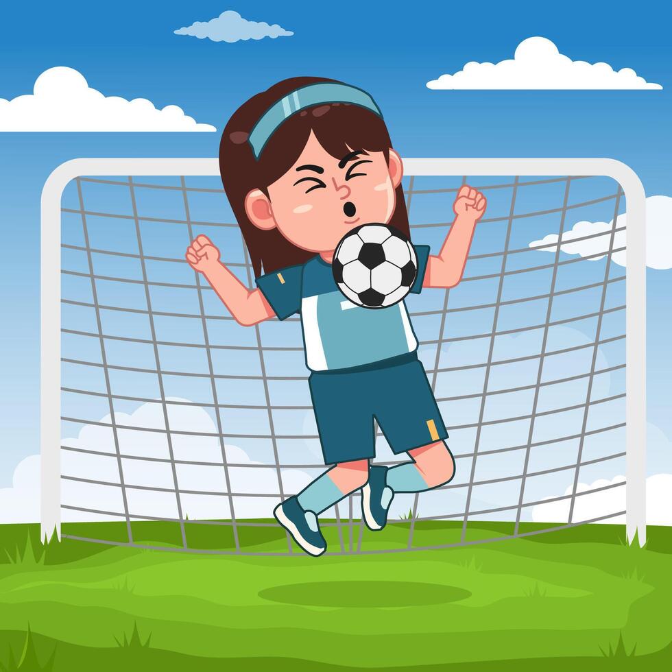 Goalkeeper catching soccer ball vector