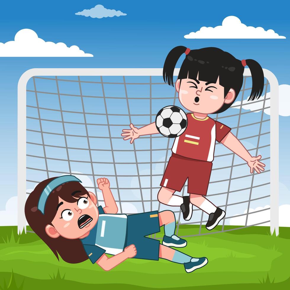 Cartoon soccer players in action vector