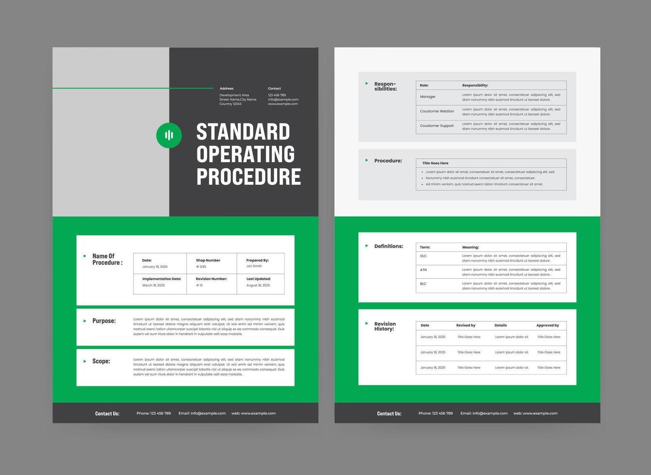 Standard Operating Procedure Design, Business Flyer, Pamphlet template vector