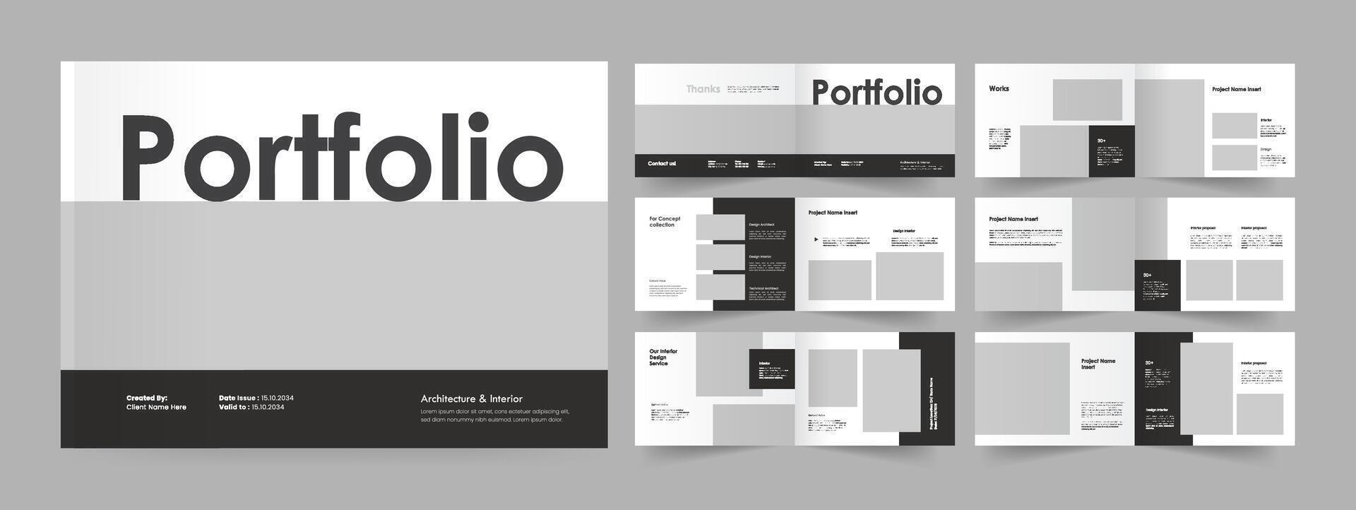 Landscape Portfolio. Architecture Portfolio. Modern Interior Portfolio Design vector