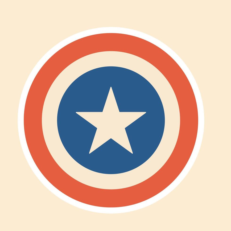 illustration of a patriotic shield with a star, inspired by classic American superhero themes. vector