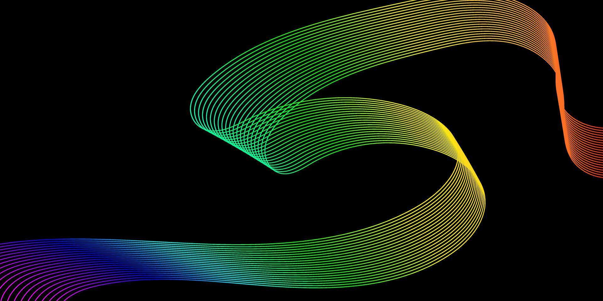 A rainbow colored wave on a black background vector