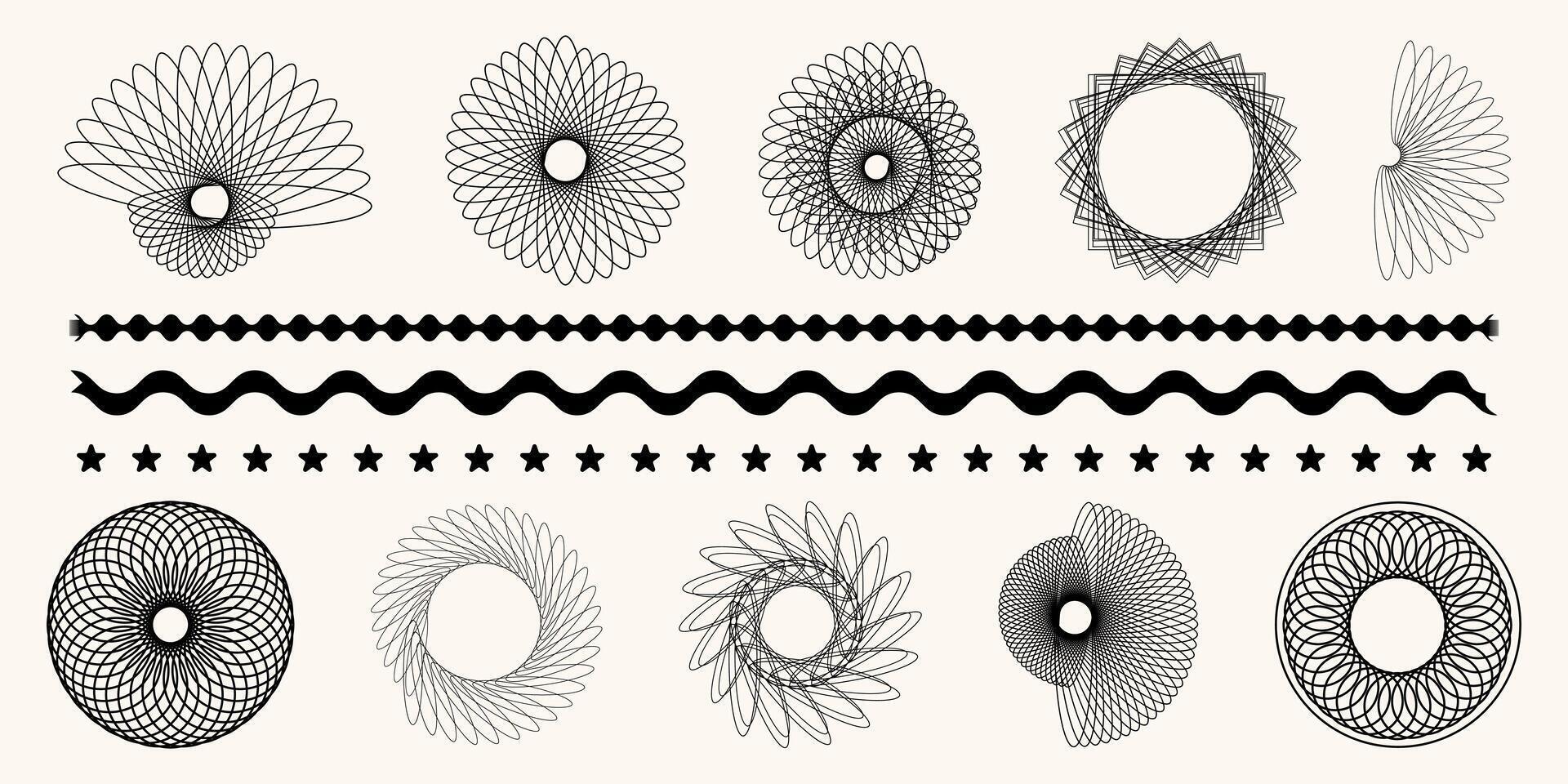 A set of different shapes and patterns vector