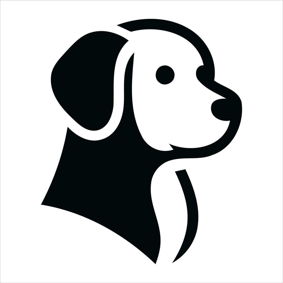 Simple black and white icon of a dog s head in profile vector