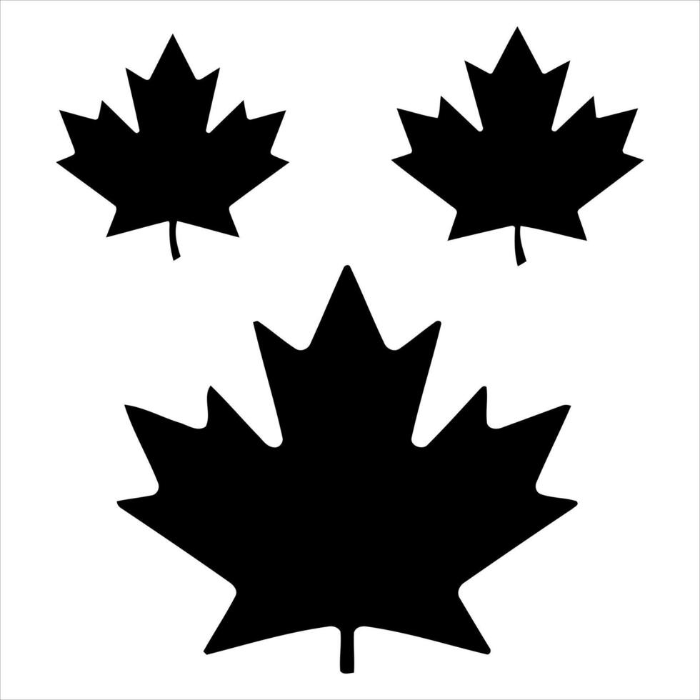 Three black maple leaf silhouettes on a white background vector
