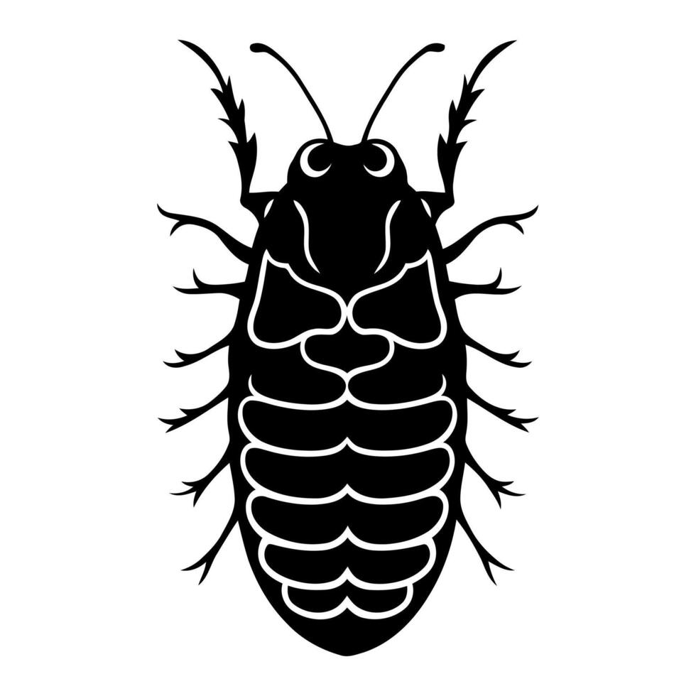 Stylized black silhouette of a cockroach with detailed abdomen vector