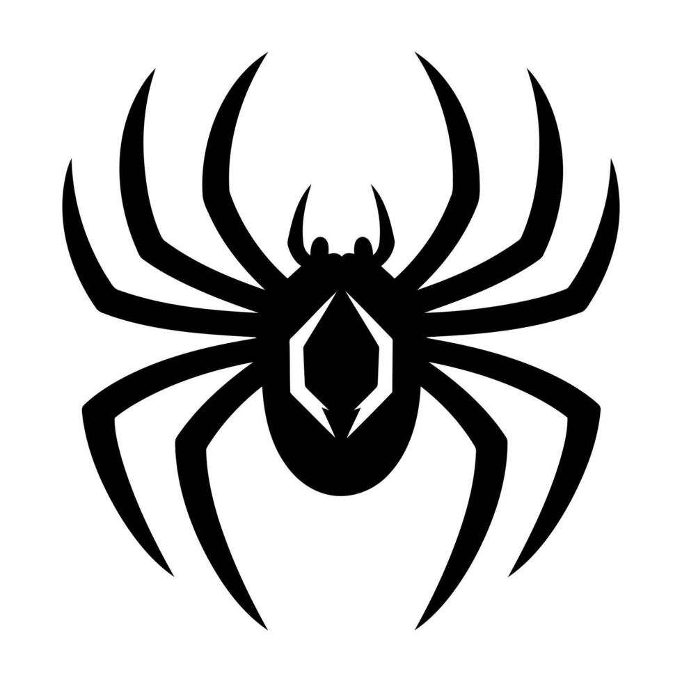 Stylized black spider silhouette with geometric gemstone abdomen vector