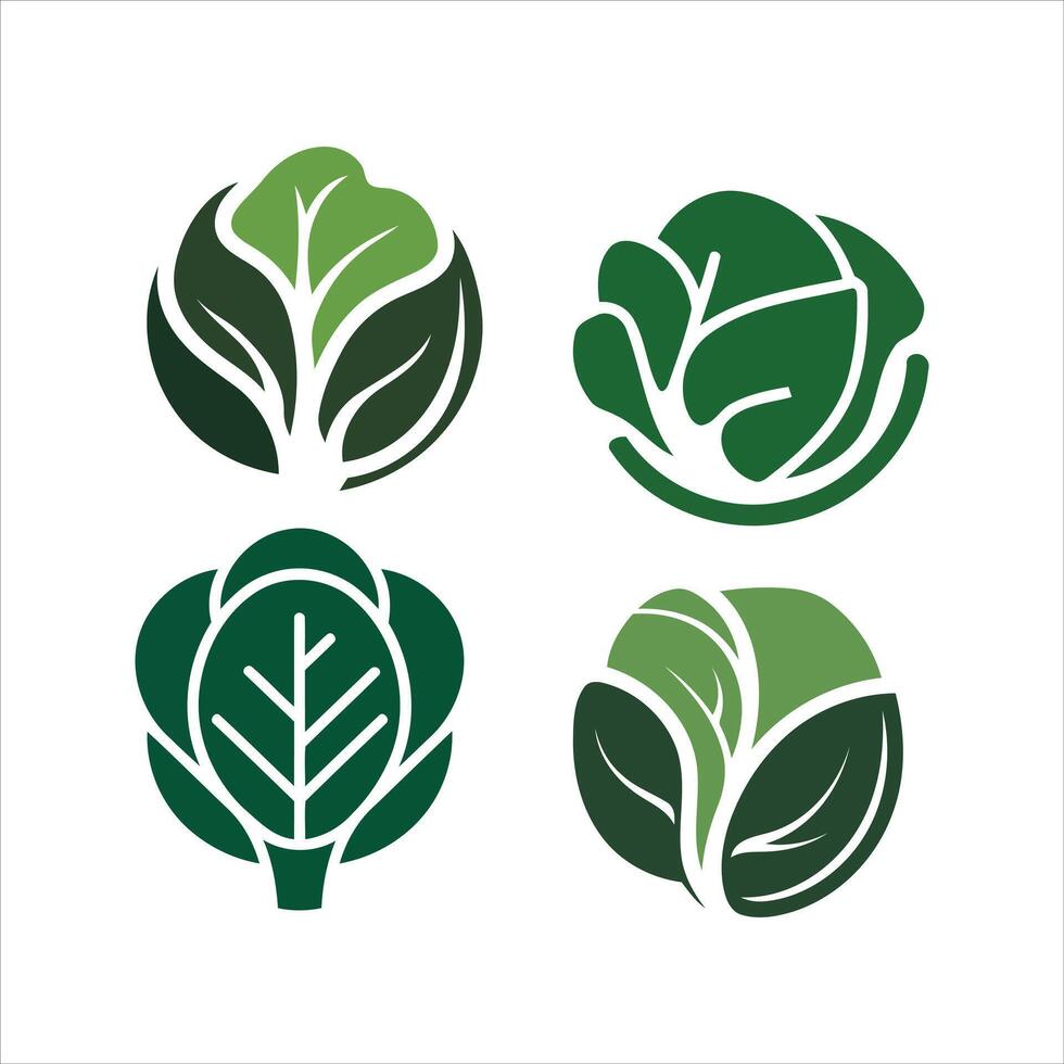 Abstract green leaf logos representing nature and growth vector