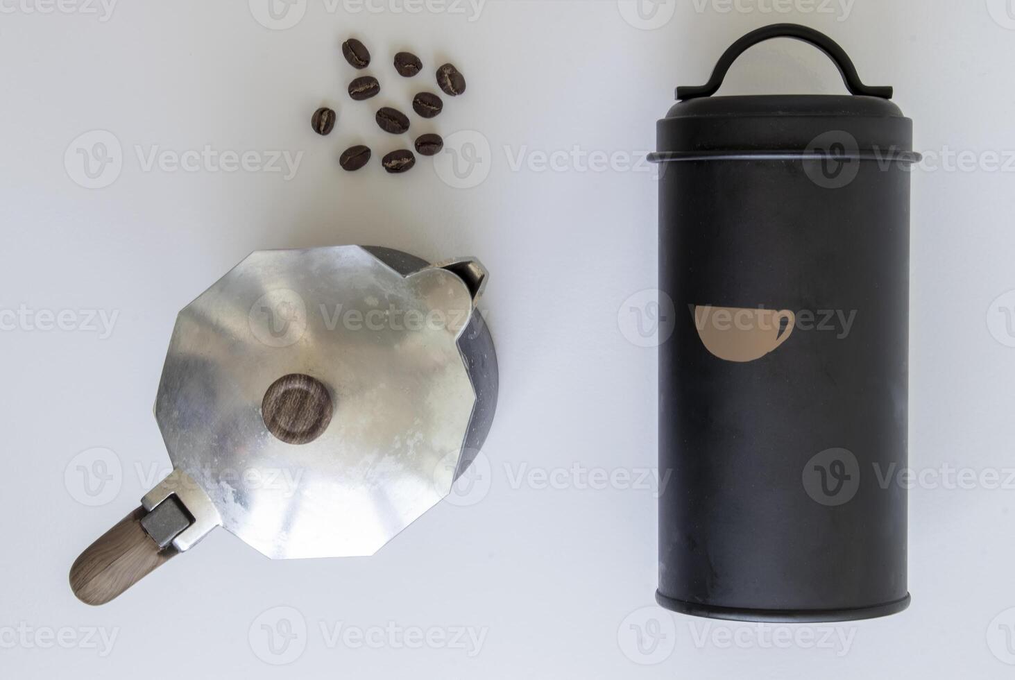 A Traditional Italian Coffee Maker Brews an Invigorating Drink in the Morning photo