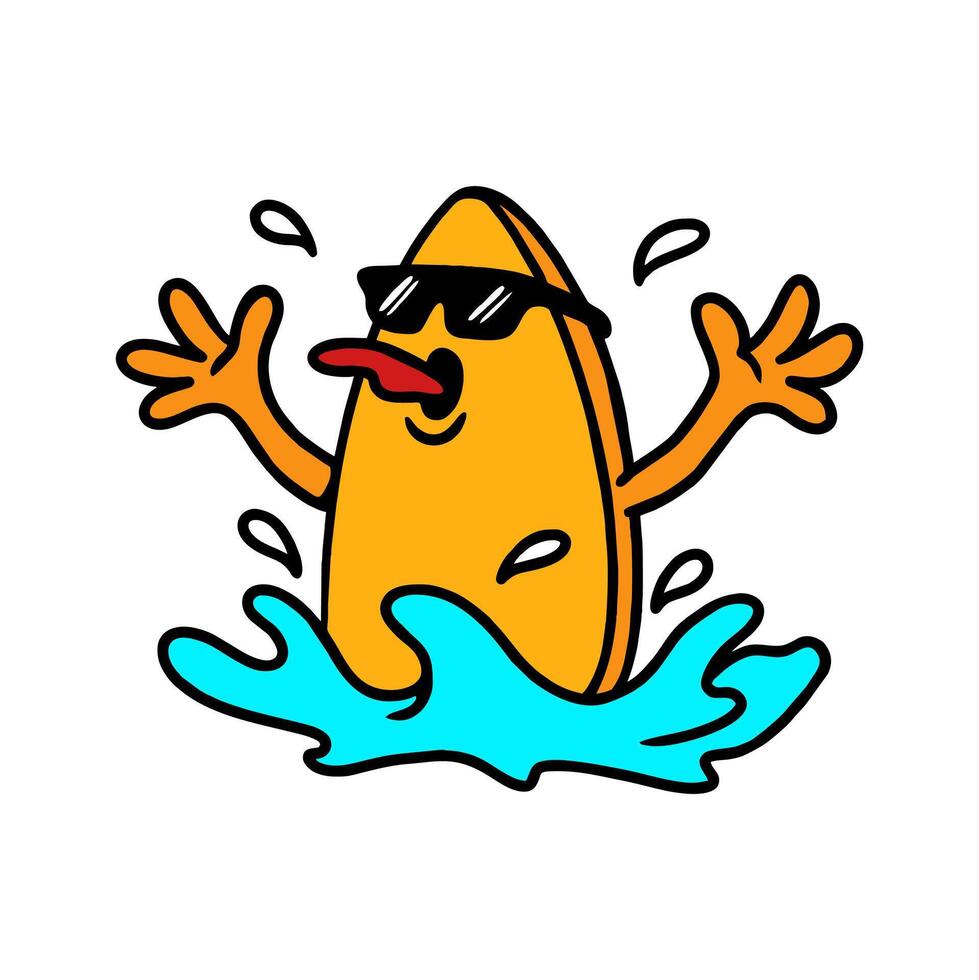 SURFING SMILE CARTOON CHARACTER vector