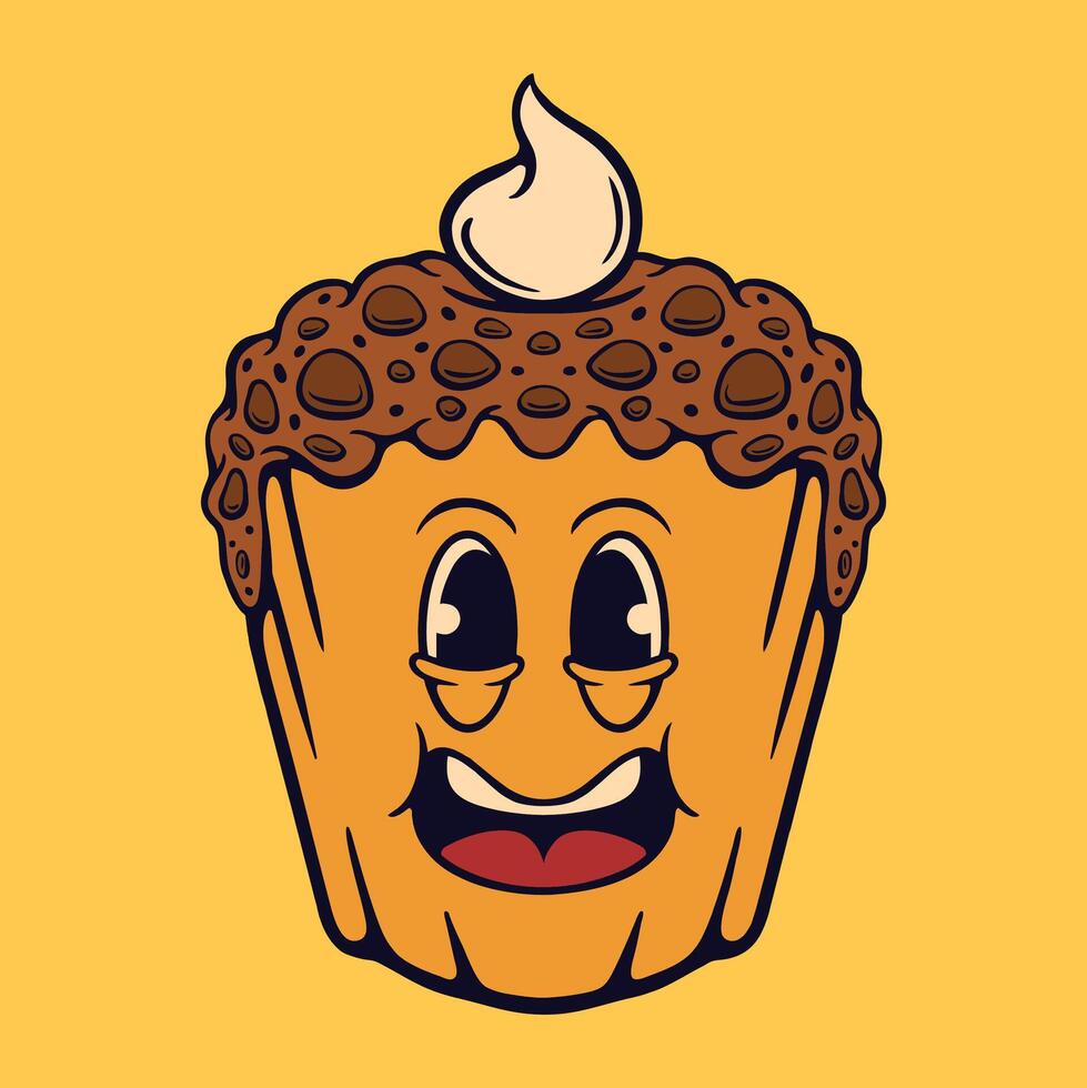 CUPCAKES RETRO CARTOON DESIGN ILLUSTRATION vector
