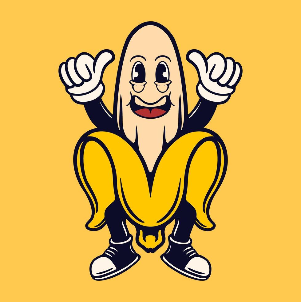 BANANA RETRO CARTOON DESIGN ILLUSTRATION vector