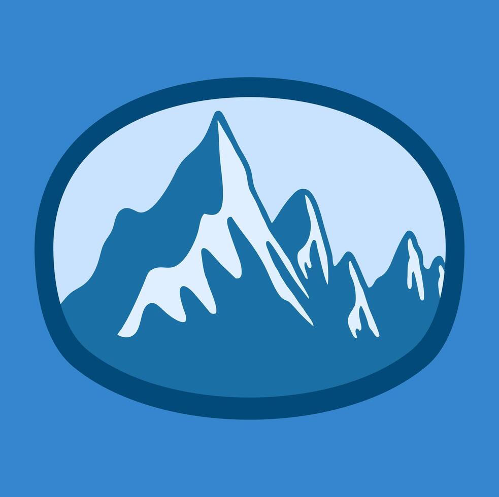 ILLUSTRATION OF ICE MOUNTAIN WINTER LOGO BADGE DESIGN vector