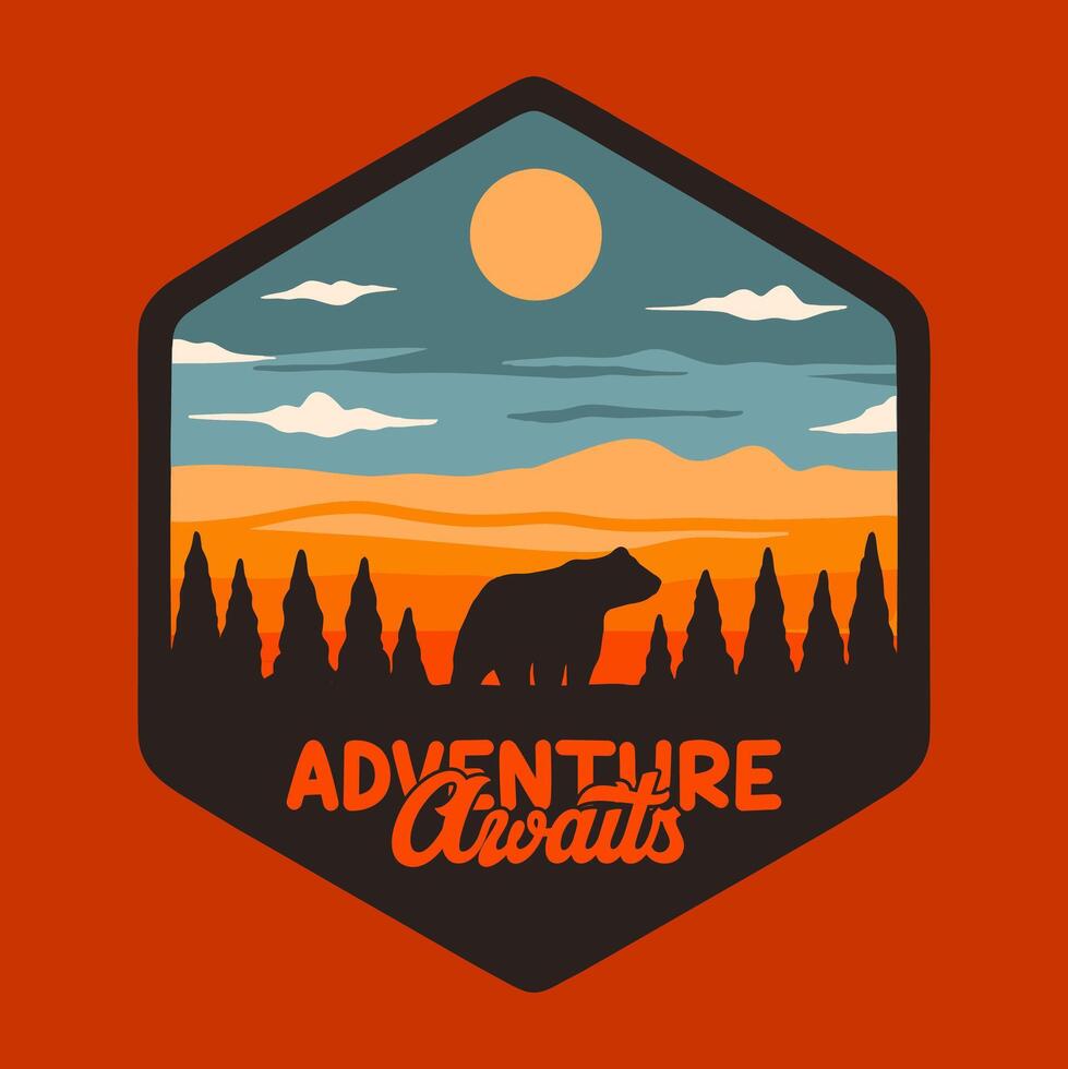 ADENTURE AWAITS ILLUSTRATION vector