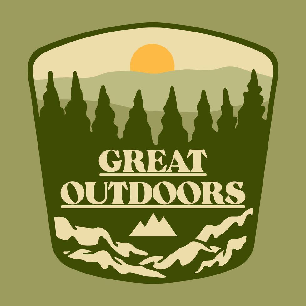 ENJOY THE ADVENTURE TRAVEL MOUNTAIN OUTDOORS LOGO DESIGN ILLUSTRATION vector