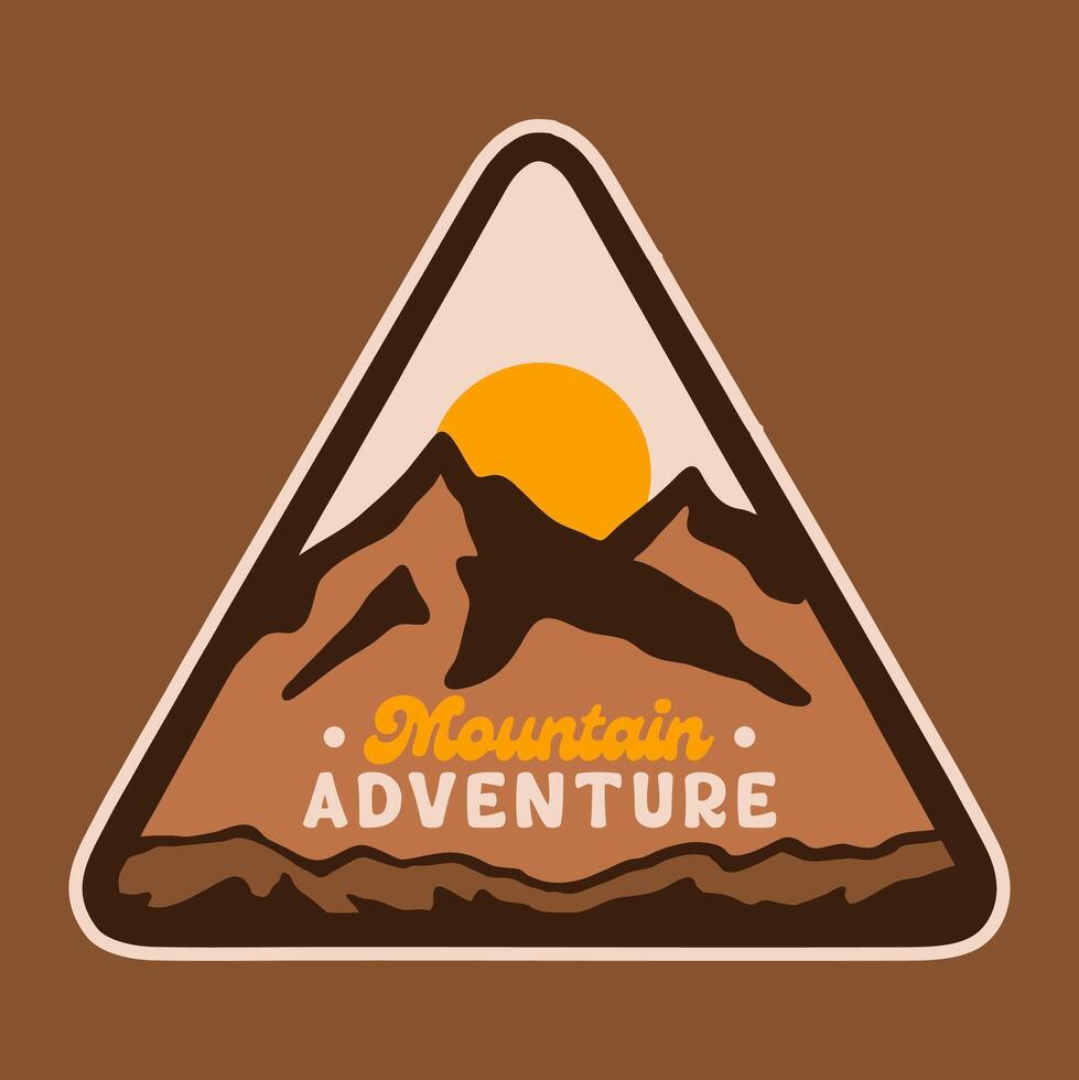 MOUNTAIN ADVENTURE BADGE LOGO DESIGN ILLUSTRATION vector
