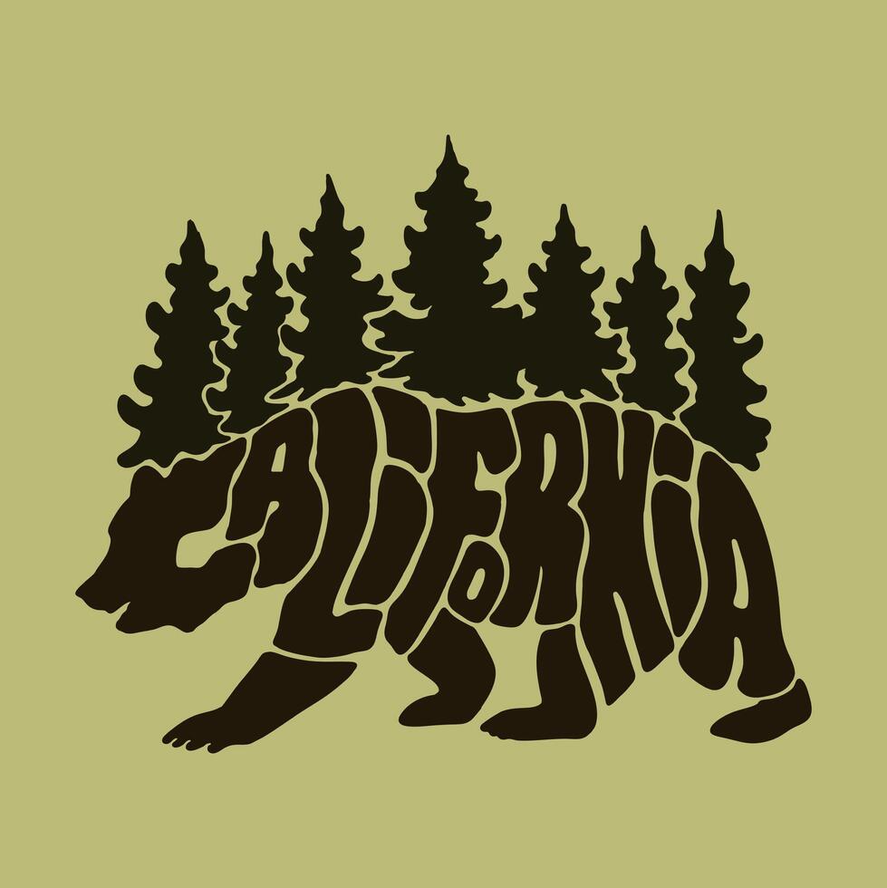 CALIFORNIA WILD NATURE TYPOGRAPHY ILLUSTRATION vector