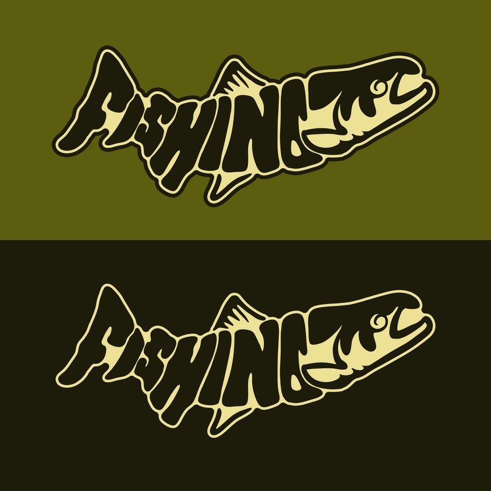 FISHING FISHERMAN TYPOGRAPHY ILLUSTRATION vector