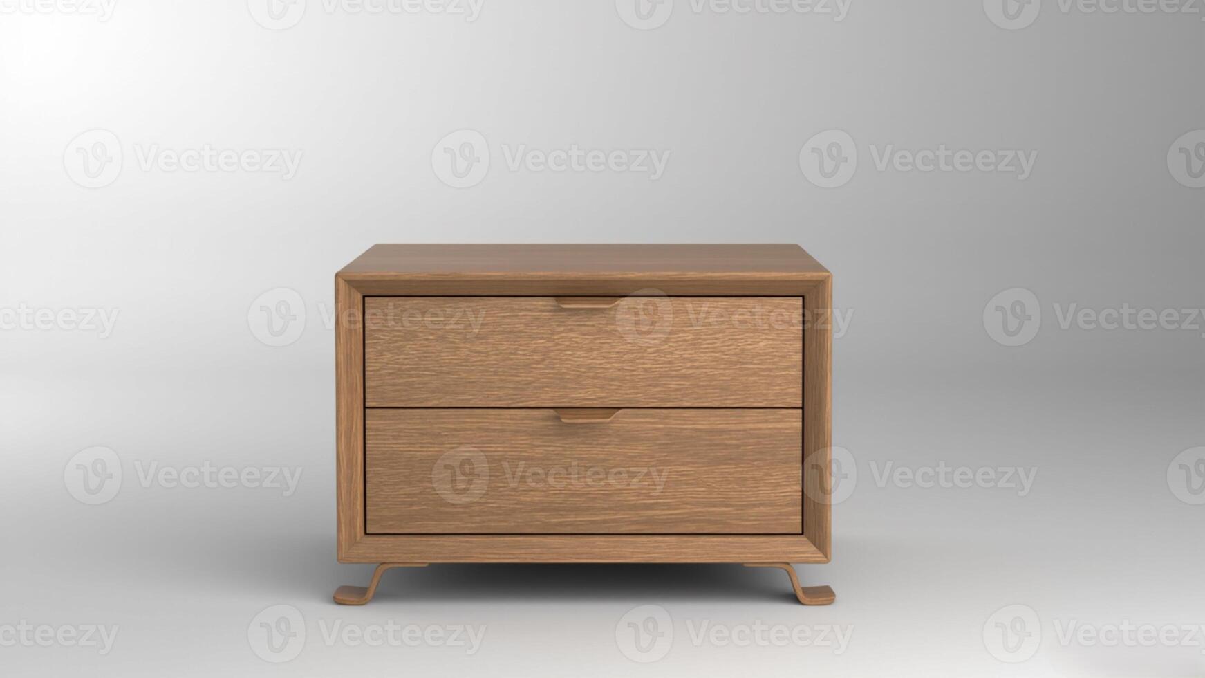 Wooden bedside table isolated on white photo