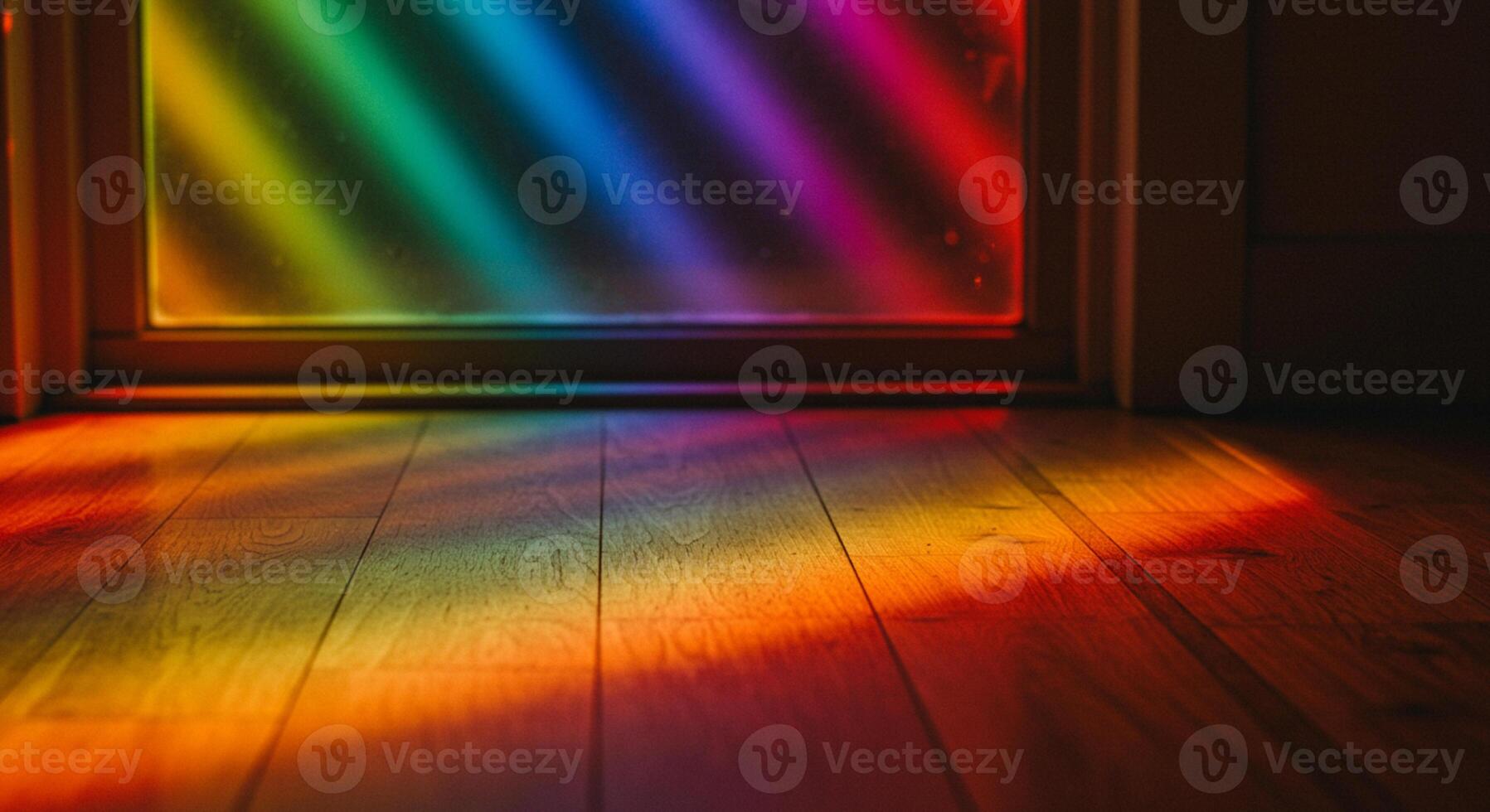 Rainbow light casting colorful reflections on the floor, creating a vibrant and mesmerizing atmosphere. photo
