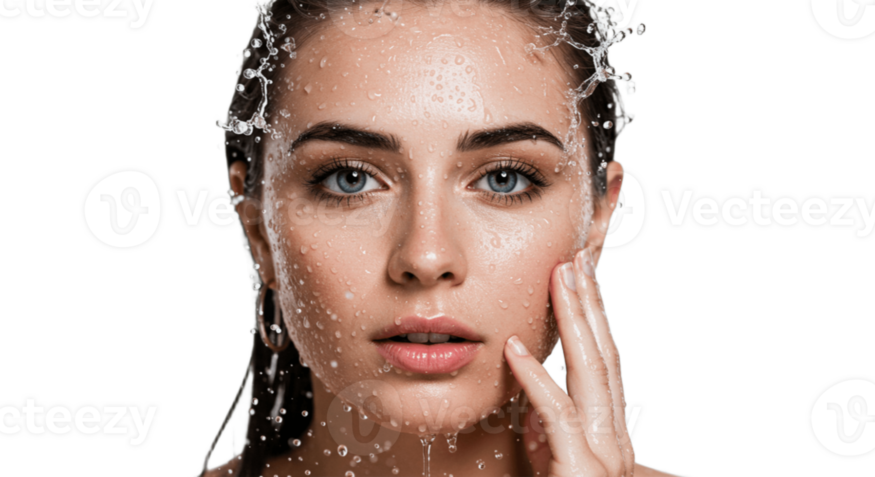 Portrait of a Woman Under Flowing Water png