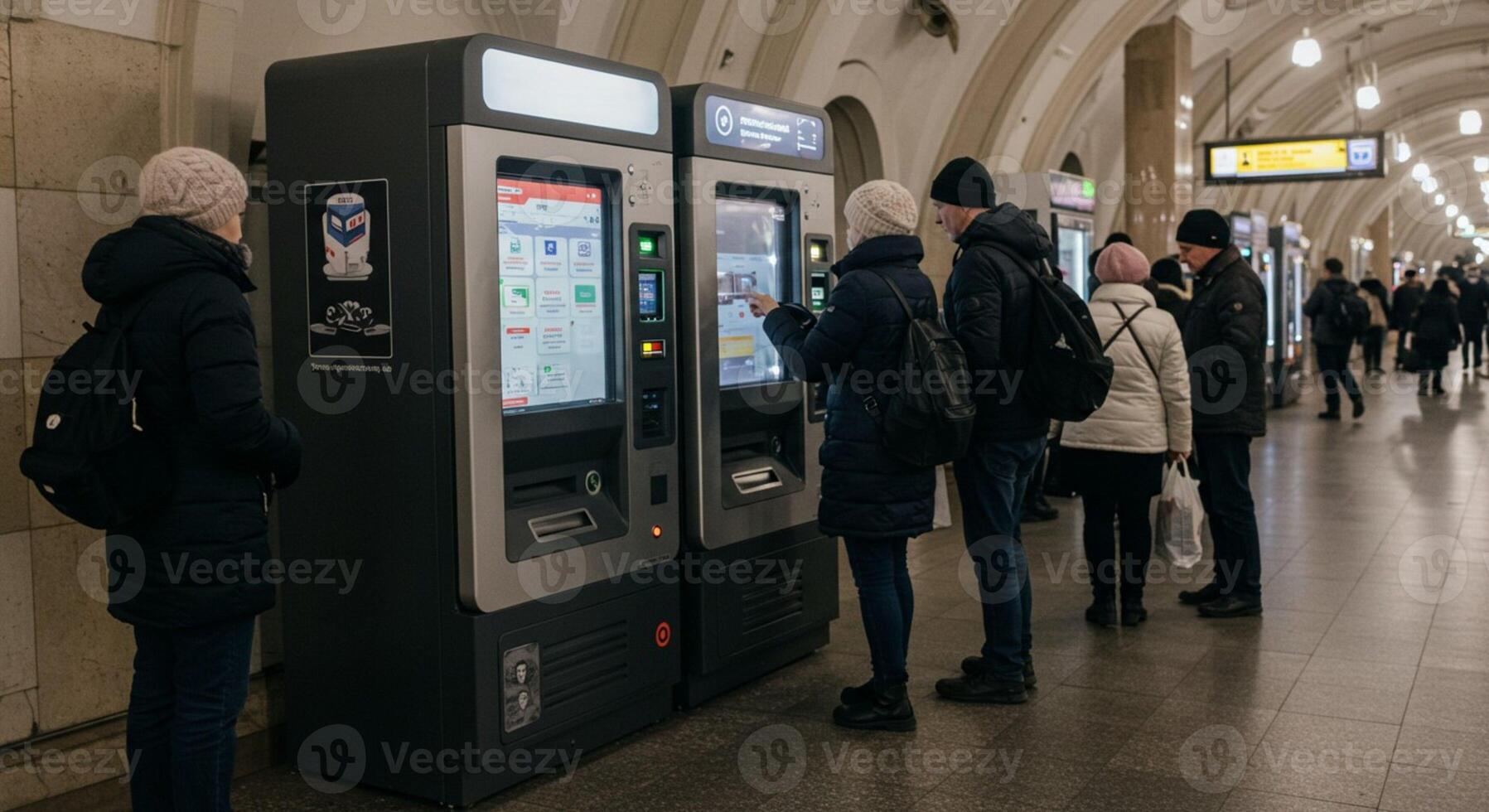 People waiting at subway station photo