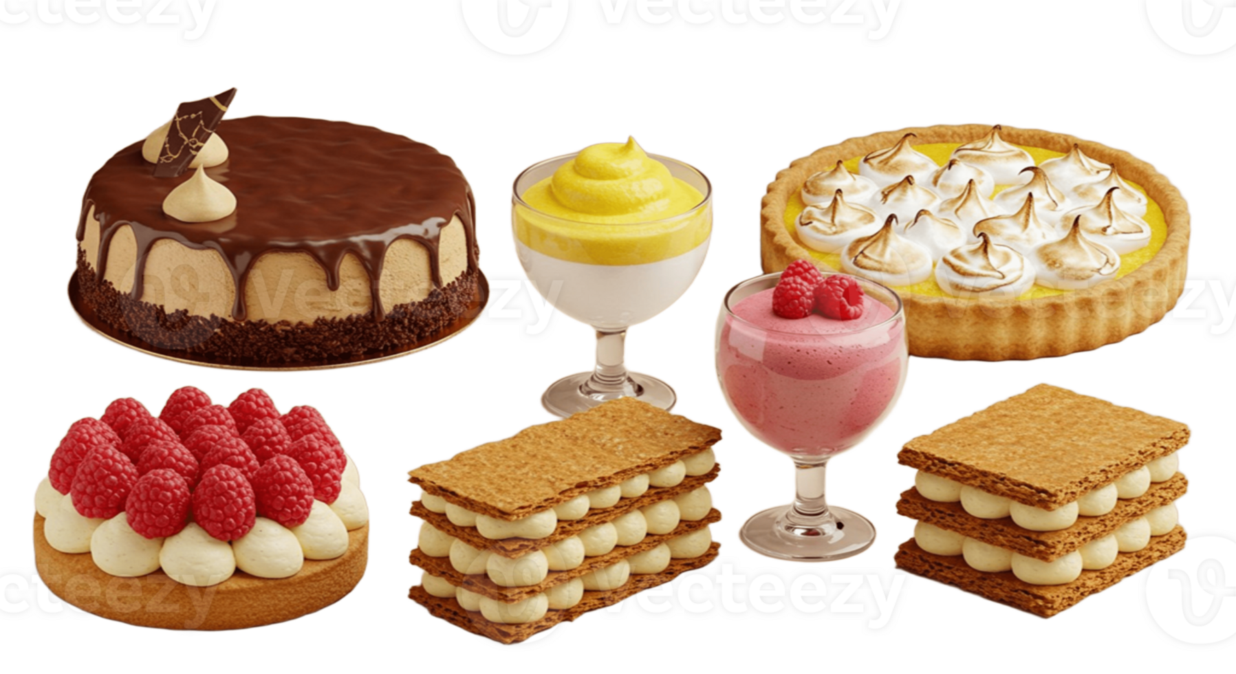 Variety of sweets on transparent background png