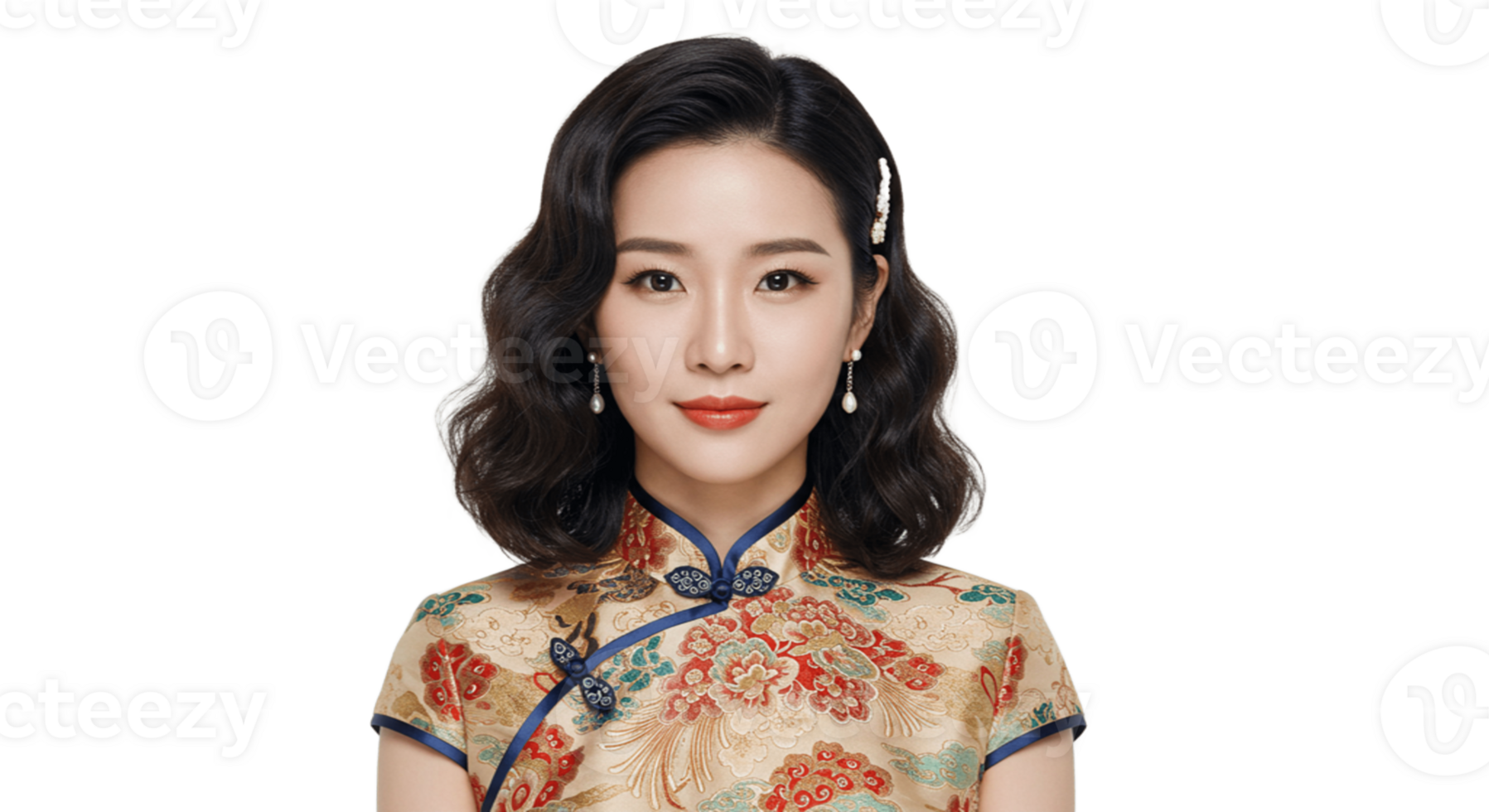 Portrait of Young Asian Model on Transparent Background png