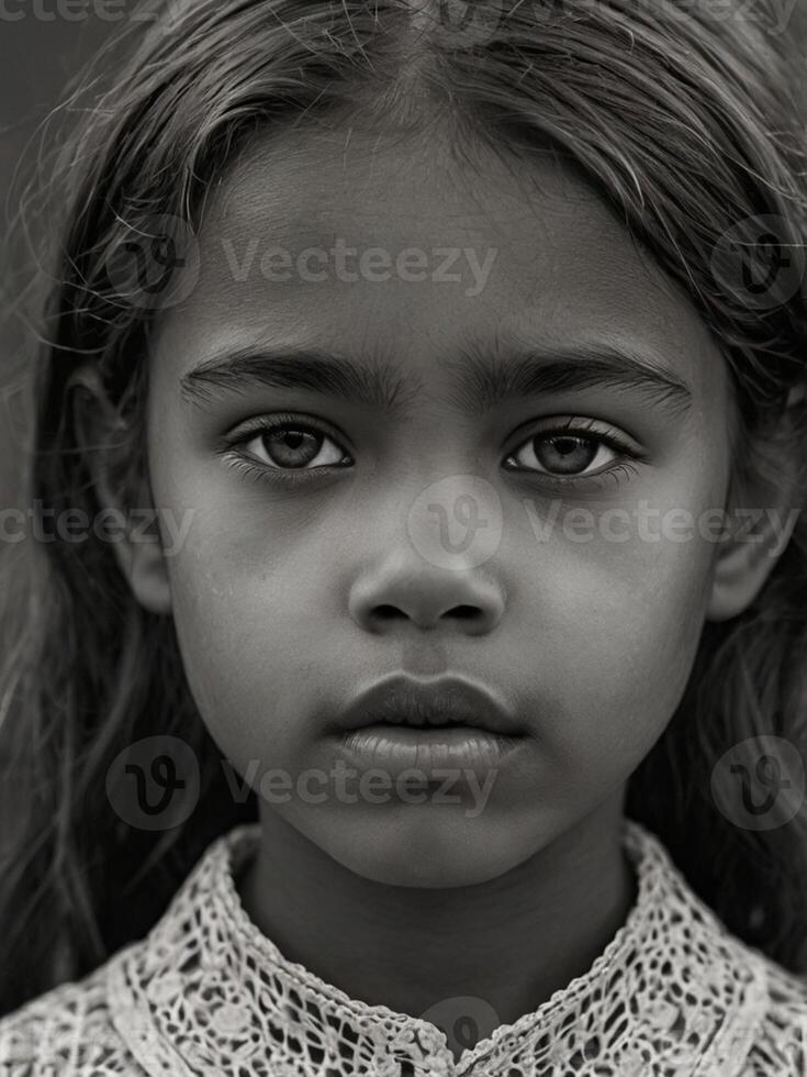 Black and White Photo of a Ten-Year-Old Girl