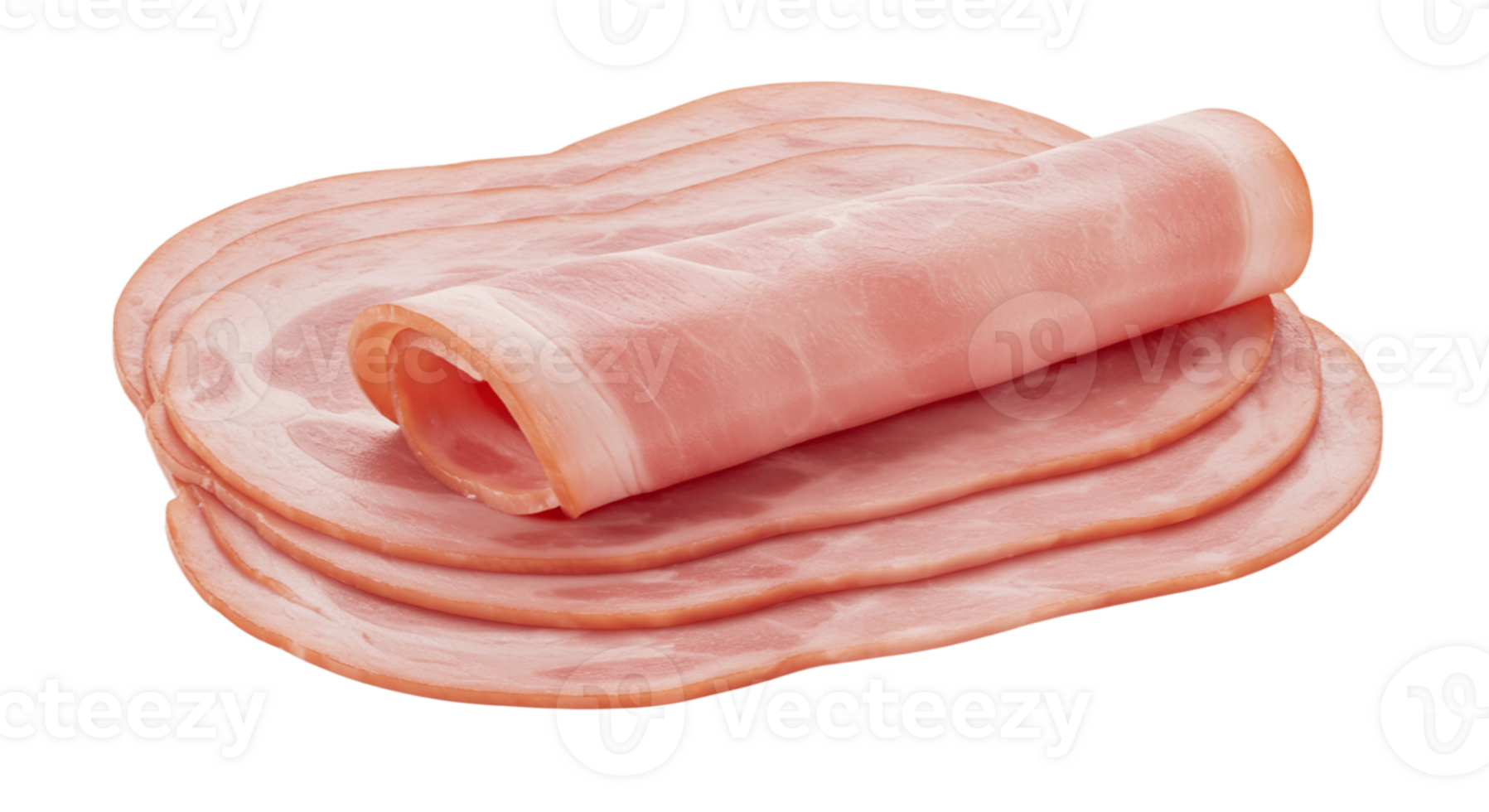 Fresh slices of ham isolated on transparent background png