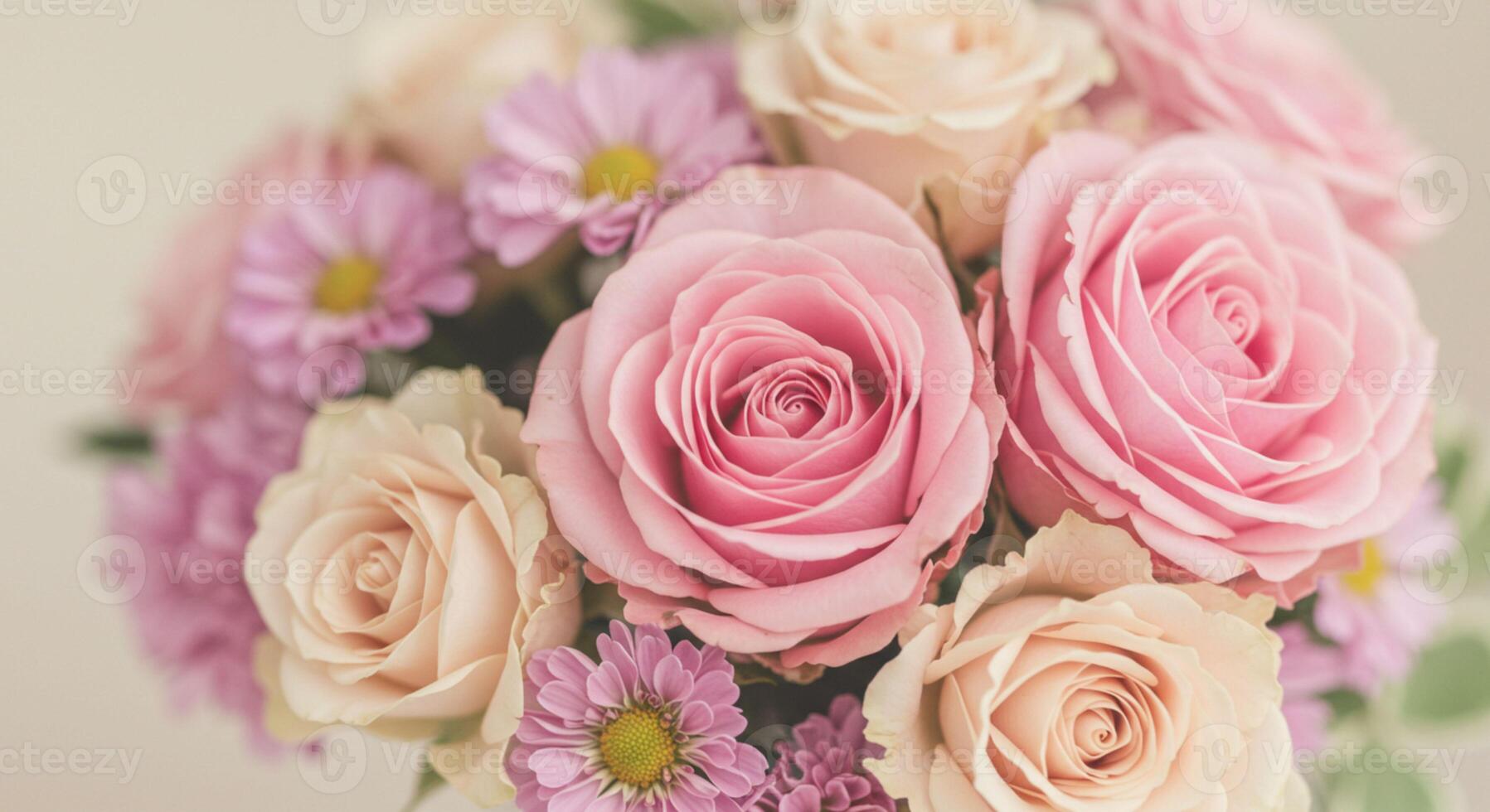 Elegant bouquet of pastel-colored roses photo