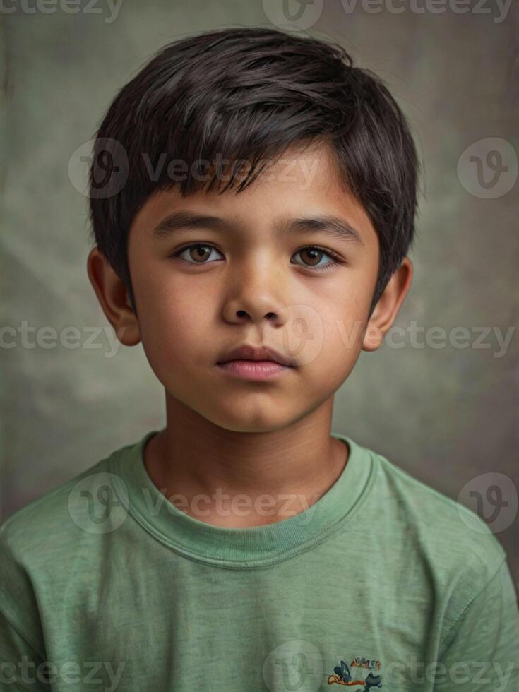Portrait of a ten-year-old dark-haired boy photo