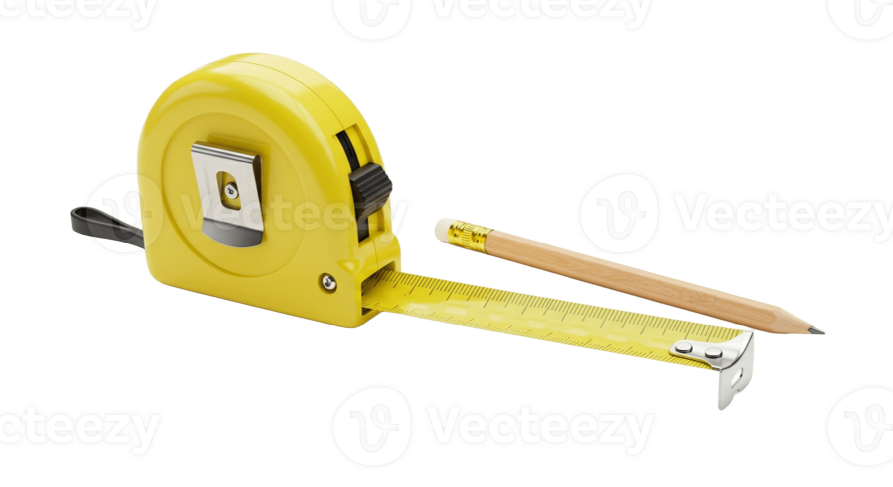 Measuring tape and pencil on transparent background png