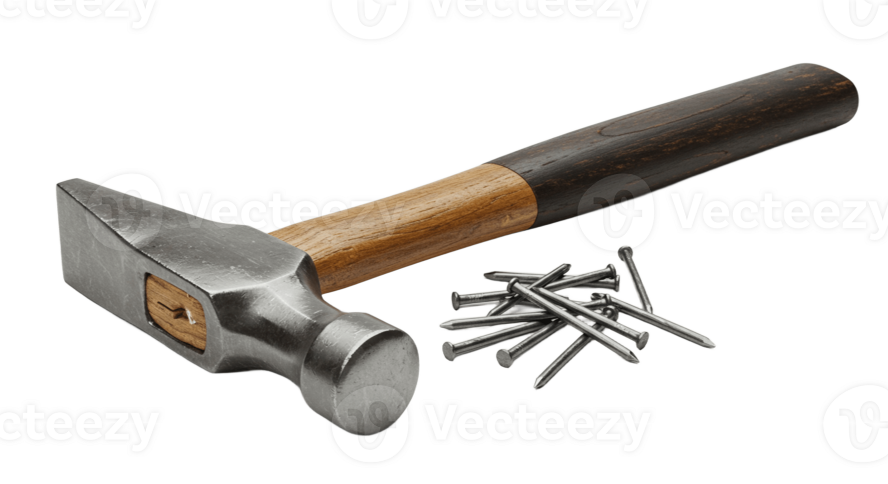 Hammer and nails on transparent background png