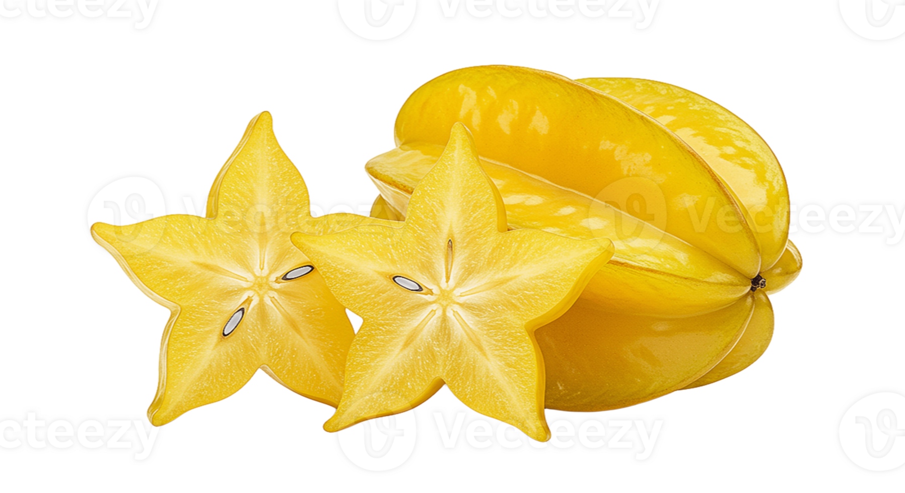 Fresh yellow carambola isolated on transparent background png