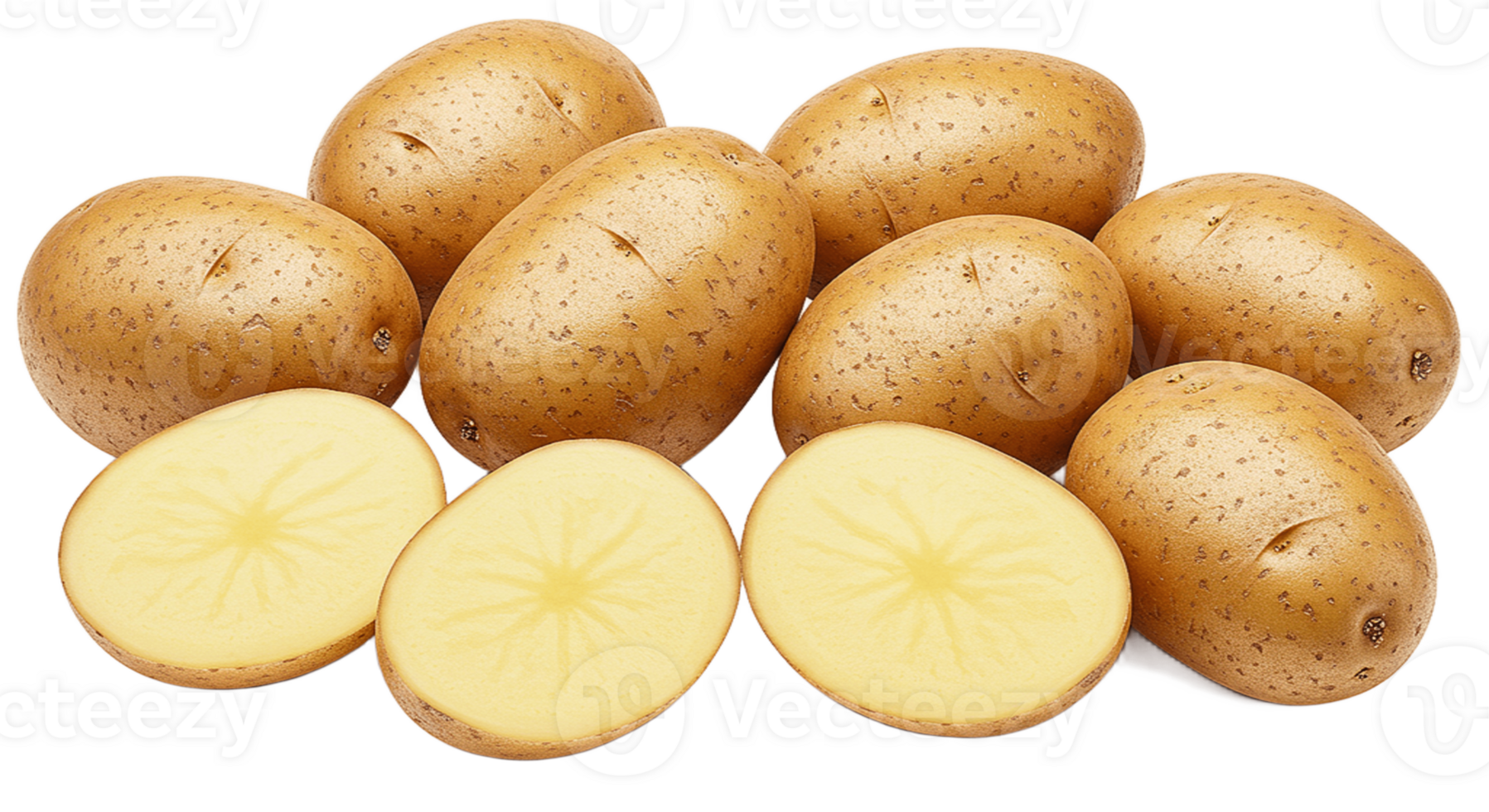 Raw fresh potatoes isolated on transparent background png