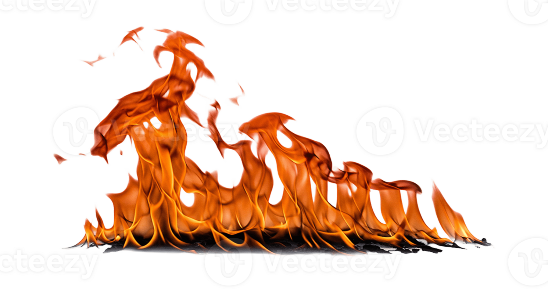 Realistic bright fire effect with transparency png