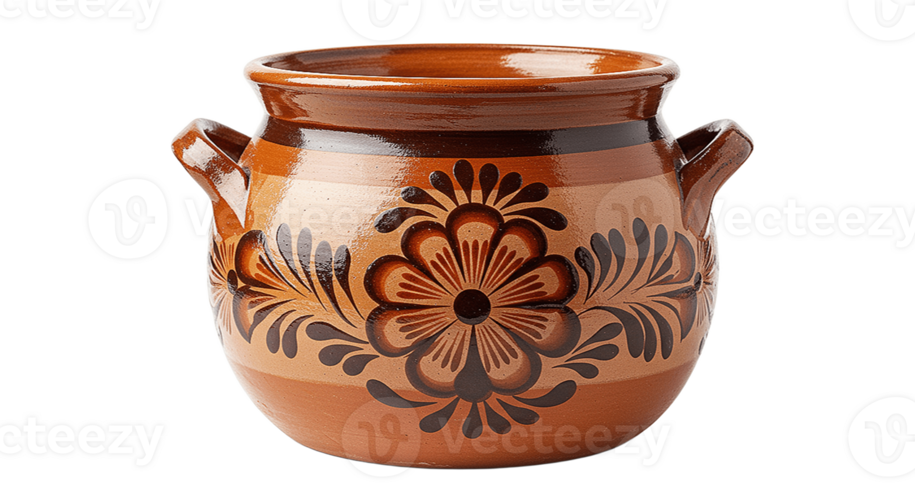 Traditional Mexican clay olla pot isolated png