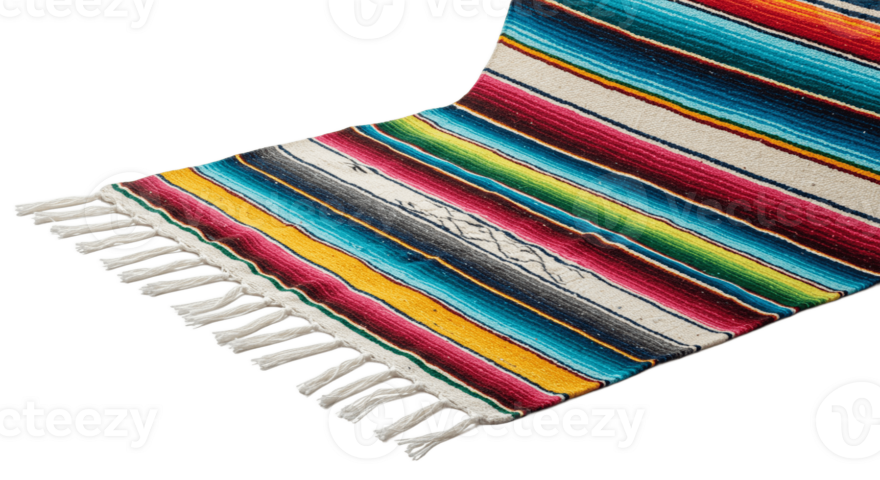 Colorful woven serape blanket on transparent background png